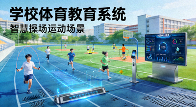 学校体育教育系统 - 学生在智慧操场运动